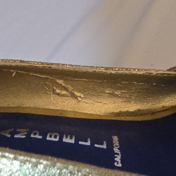 Jeffrey Campbell Gold Metallic Vintage Inspired Wooden Stack Heel Open Toe, 7.5 - Picture 10 of 10